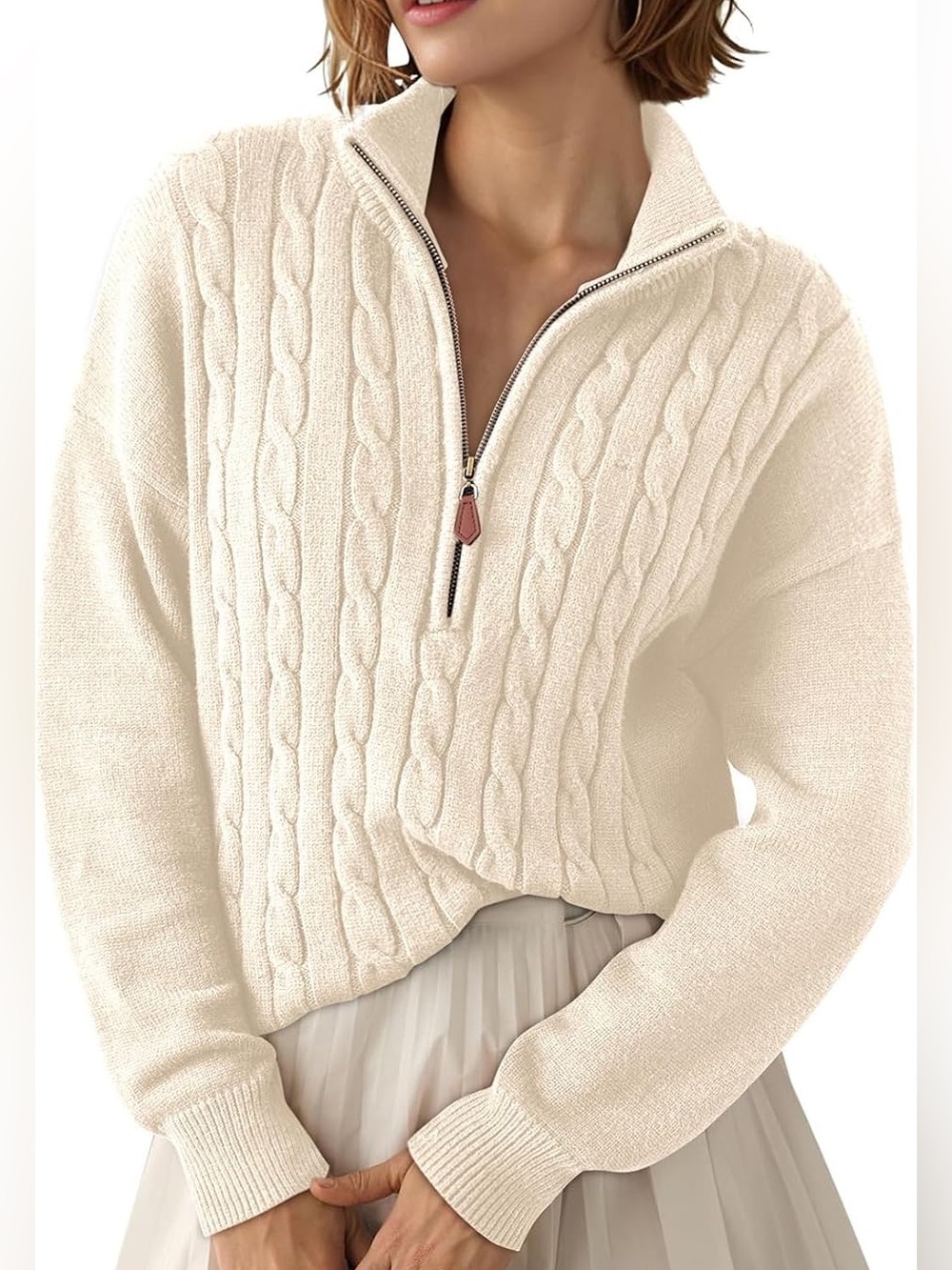 Dokotoo Sweaters 2026 Fall Winter Quarter Zip Ribbed Cable Knit size med nwt